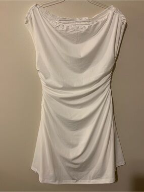YNS Generic White Sleeveless Draped Dress